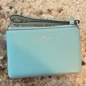 Coach Aqua Leather Wristlet